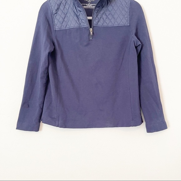 Talbots Women’s Petite Quarter Zip Pullover Sweatshirt Quilted Shoulders SP - Picture 2 of 5